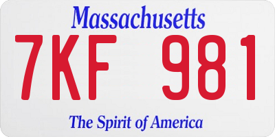 MA license plate 7KF981