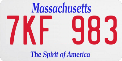 MA license plate 7KF983