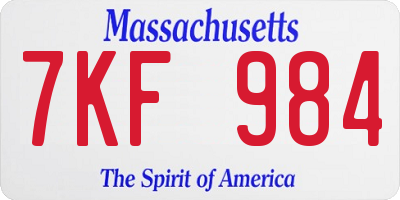 MA license plate 7KF984