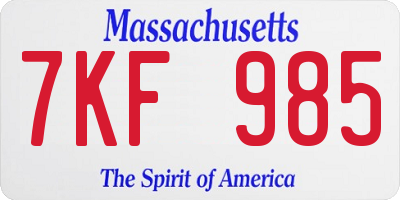 MA license plate 7KF985