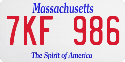 MA license plate 7KF986