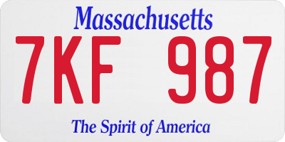 MA license plate 7KF987