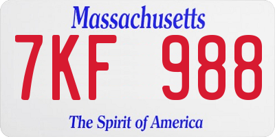 MA license plate 7KF988