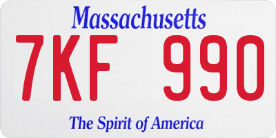 MA license plate 7KF990