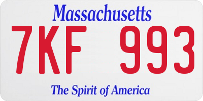 MA license plate 7KF993