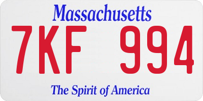 MA license plate 7KF994