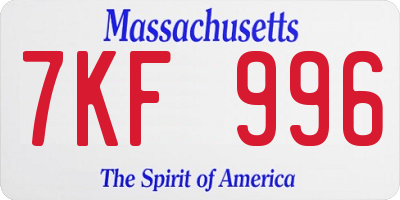 MA license plate 7KF996