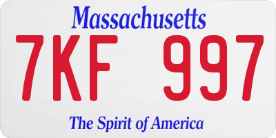 MA license plate 7KF997