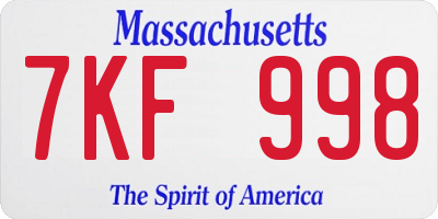 MA license plate 7KF998
