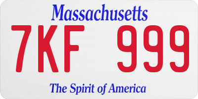 MA license plate 7KF999