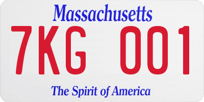 MA license plate 7KG001