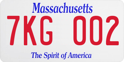 MA license plate 7KG002