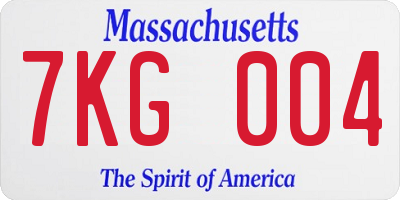 MA license plate 7KG004