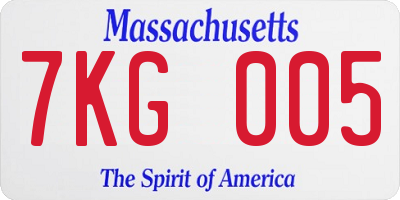 MA license plate 7KG005