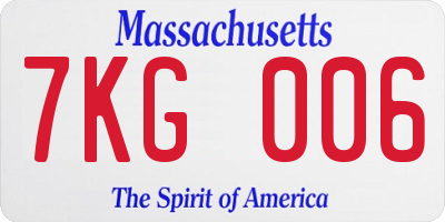 MA license plate 7KG006