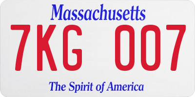 MA license plate 7KG007