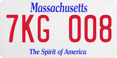 MA license plate 7KG008