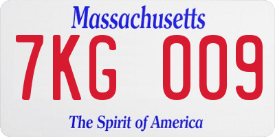 MA license plate 7KG009