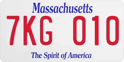 MA license plate 7KG010