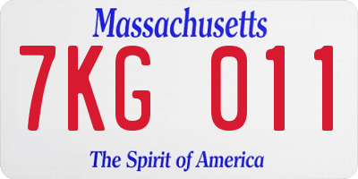 MA license plate 7KG011