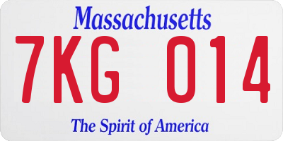 MA license plate 7KG014