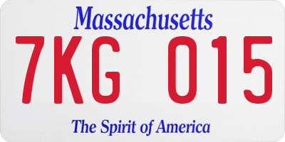 MA license plate 7KG015