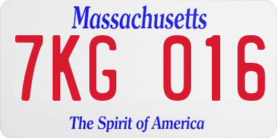 MA license plate 7KG016