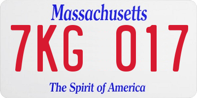 MA license plate 7KG017
