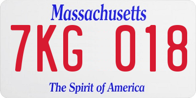 MA license plate 7KG018