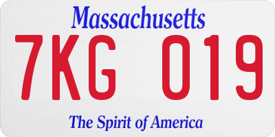 MA license plate 7KG019