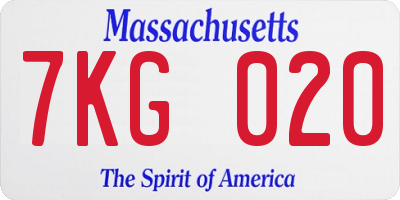 MA license plate 7KG020