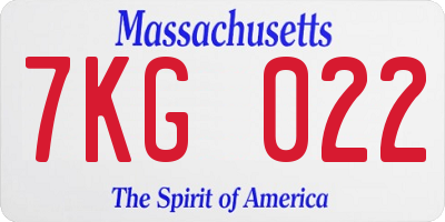 MA license plate 7KG022