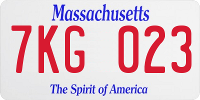 MA license plate 7KG023