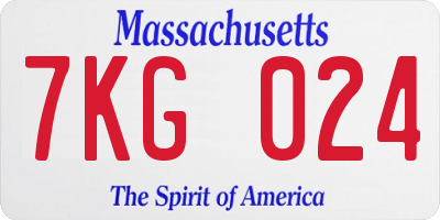 MA license plate 7KG024