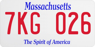 MA license plate 7KG026