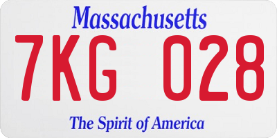 MA license plate 7KG028