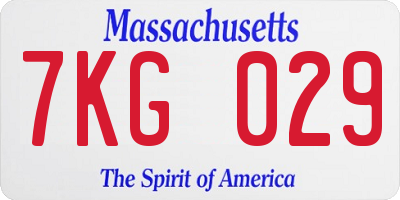 MA license plate 7KG029