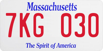 MA license plate 7KG030