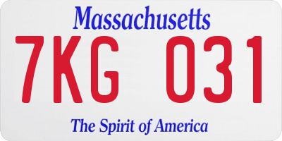 MA license plate 7KG031