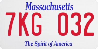 MA license plate 7KG032