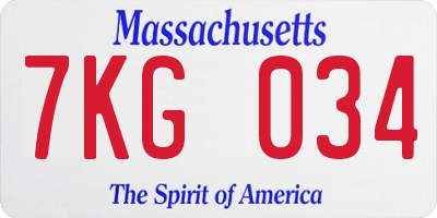 MA license plate 7KG034