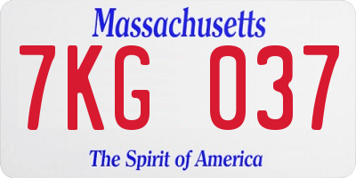 MA license plate 7KG037