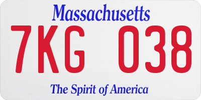 MA license plate 7KG038