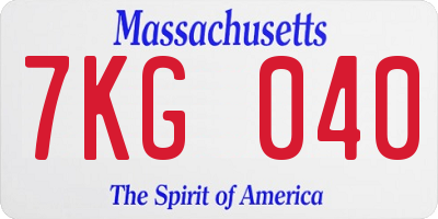 MA license plate 7KG040