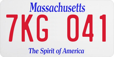 MA license plate 7KG041