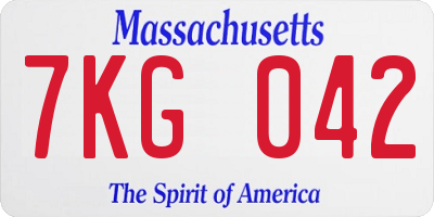 MA license plate 7KG042