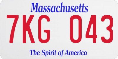 MA license plate 7KG043