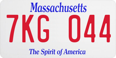 MA license plate 7KG044