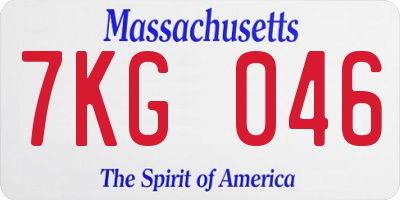 MA license plate 7KG046