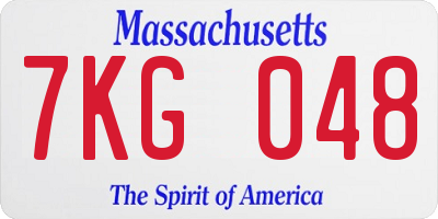MA license plate 7KG048